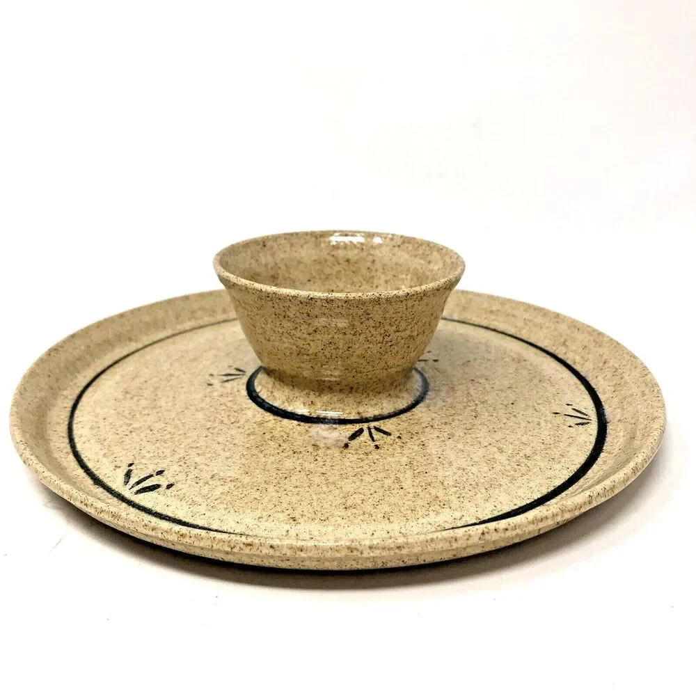 Studio Art Pottery Chip & Dip Rustic 9